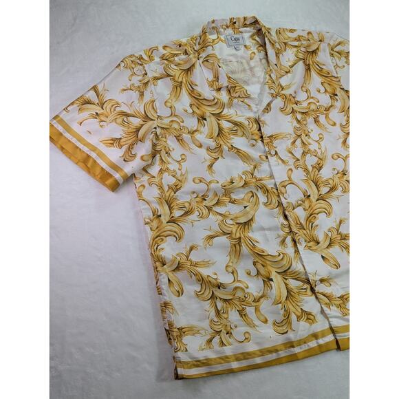 Gold Baroque Style Print Short Sleeve Sport Shirt Size 3XL by Cigar Couture - Picture 2 of 12